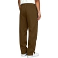 thumbnail image 4 of Men's Casual Straight-Leg Sweatpants Elastic High Waist Drawstring Casual Trousers with Side Slits Stylish Trendy Solid-Color Trousers Featuring a Leather Patch Brown 3XL, 4 of 6