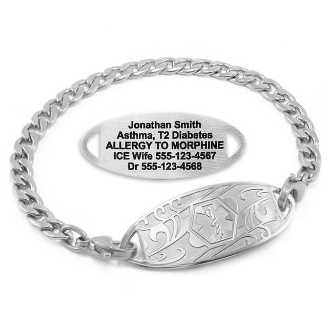 MedicEngraved Stainless Steel Custom Medical Alert Bracelet - 5mm Curb Link
