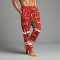 thumbnail image 3 of Fabrcox Christmas Mens Slim Fit Pajamas Bottoms Tree Snowflake Reindeer Printed Loose Fit Lounge Bottoms Casual Baggy Comfy Loose Sleepwear Pj Pants, Vermilion M, 3 of 6