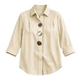 thumbnail image 4 of HappyYEE Women's Plaid Long Sleeve Shirt - Plus Size Lapel Collar Button Front Blouses - Loose Fits Breathable Casual Tops 4XL, 4 of 5