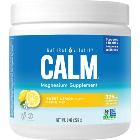 Natural Vitality CALM  Magnesium Powder For Stress Relief  Sweet Lemon  8 Ounces