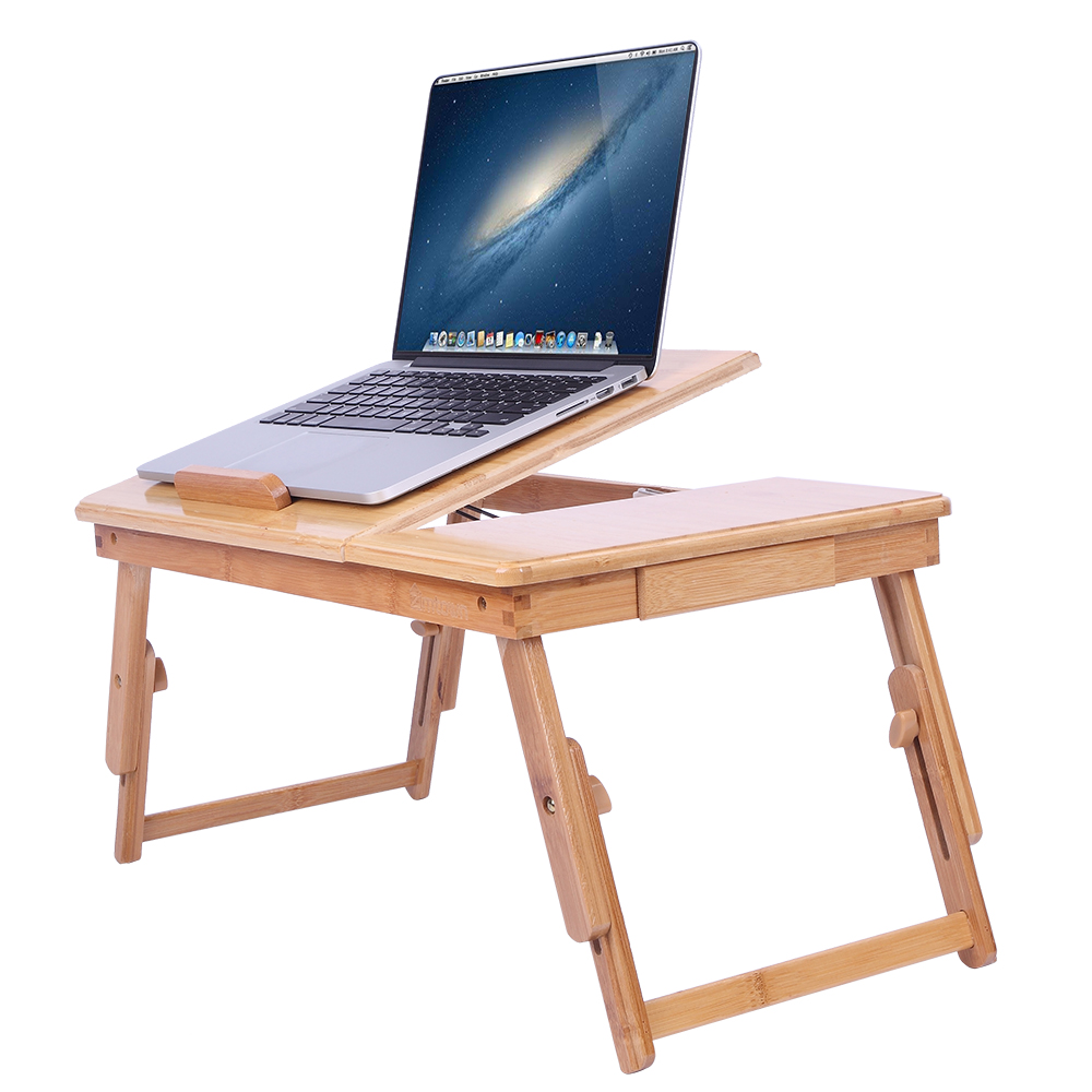 Zimtown Lap Desk 21" x 13", Nature Bamboo Folding Laptop Table, Bed Tray Table for Computer, Adjustable Computer Notebook Desk Tray Stand, Natural - image 2 of 9
