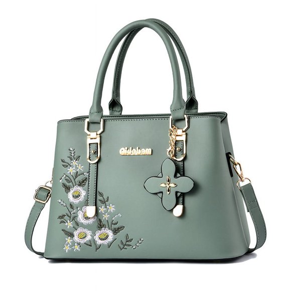 Women's Embroidery Printed Shoulder Bag Ladies Fashion Crossbody Bag Stylish Leather Top Handle Satchel Tote