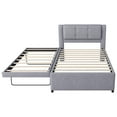 thumbnail image 5 of Harper & Bright Designs Full Size Upholstered Bed with Adjustable Trundle, Full Platform Bed with Padded Headboard for Bedroom, Twin Trundle can be Flat or Erected, Gray, 5 of 12