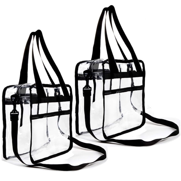Youngever Clear Bag, Large Tote Bag, Heavy Duty Clear Bag with Shoulder Straps and Adjustable Crossbody Strap (Pack of 2)