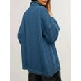 thumbnail image 4 of Jean Jacket for Women Distressed Long Sleeve Oversized Denim Trucker Jackets Coat Royal Blue L, 4 of 9