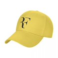 thumbnail image 1 of Men Women RF Roger Federer Patch Tennis Hats curved Baseball Caps Polyester Hat Trucker Hat Adjustable Sun Caps Summer Yellow One Size, 1 of 6