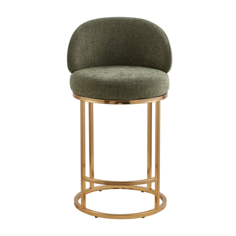 CHITA Upholstered Swivel Counter Bar Stool with Metal Frame and Arched Back