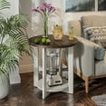 thumbnail image 3 of COZAYH Round Wood End Tables with Storage, Rustic Farmhouse Accent Table with Distressed Wood Top, Circle Table for Living Room, 24Dx24Wx24H in, 3 of 9