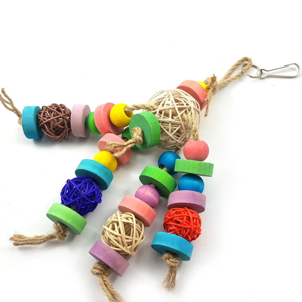 HAMPPLIES Parrot Hanging Chewable Wood Bird Cage Accessory for Parakeet