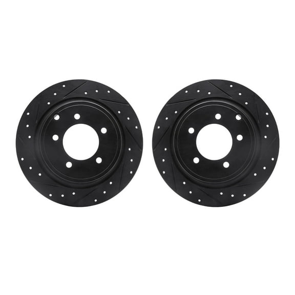 Dynamic Friction Company Rear Brake Rotors-Drilled and Slotted-Black 8002-39018