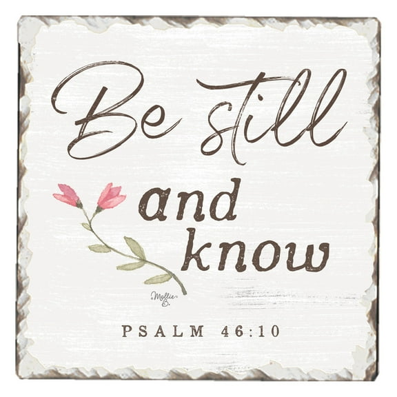 CounterArt "Be Still & Know" Single Inspirational Absorbent Stone Tumbled Tile Coaster 1 Pack