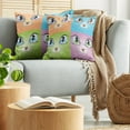 thumbnail image 5 of Ambesonne Cat Throw Pillow Cover 2 Pack, Colorful Animal Kitten, 24", Orange Purple Green, 5 of 7
