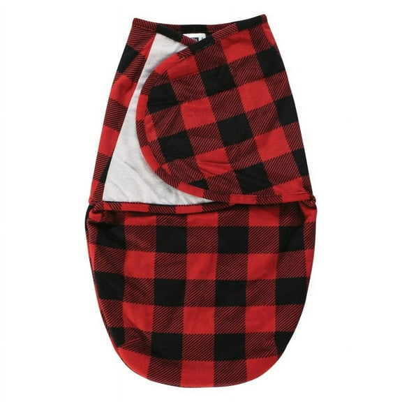 Hudson Baby Infant Boy Plush Faux Fur Swaddle Wrap, Buffalo Plaid, 0-3 Months
