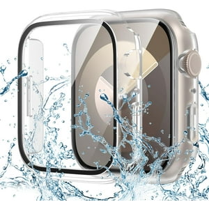 XiHAMA Waterproof Screen Protector Case Compatible with Apple Watch Series 6/5/4/SE 44mm, Hard Bumper with Tempered Glass for Watch Cover