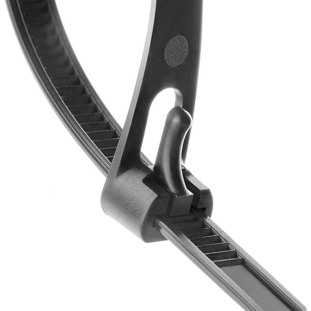 Bridas con cremallera reutilizables liberables Bridas con cremallera resistentes de 12 pulgadas Bridas para cables negras gruesas Paquete de 100 bridas para cables de nailon de res