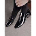 thumbnail image 3 of Men Metal Decor Embossed Slip On Dress Shoes, Leisure Brown Dress Loafers, 3 of 3