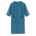 thumbnail image 4 of TMOYZQ Women's Zipper Front V Neck Waffle Robes 3/4 Sleeve Zip Up Soft Cotton Long Housecoats Lightweight Knee Length Bathrobe Nightgown Casual Loose Sleepwear Loungewear with Pockets, 4 of 4