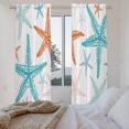 thumbnail image 2 of Coastal Starfish Kitchen Curtain for Berdoom Living Room Cafe 72 Inch Length, Teal Orange Nautical Minimalist Beach Cartoon Tiers Curtains Light Filtering Drapes Window Treatment 2 Panels 52"Wx72"L, 2 of 9