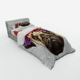 thumbnail image 3 of Ambesonne Pug Bedding Set 4 Pcs, Floral Head Wreath Fun, Queen, Pale Brown Purple Red, 3 of 3