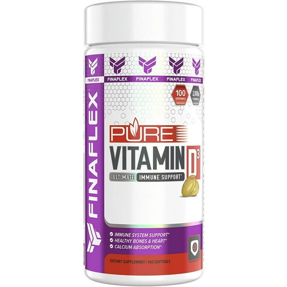 Finaflex Pure Vitamin D3, 100 Softgels, 2000 IU, Immune System Support