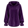 thumbnail image 4 of Velour Hoodies for Women, Oversized Hoodie, Pullover Sweatshirt, Warm Sweaters, Fall Outfits, Travel Hoodie, Winter Jackets, Casual Pullover Tops, 4 of 4