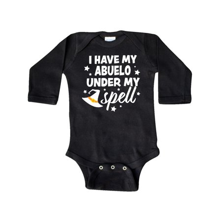 

Inktastic I Have My Abuelo Under My Spell with Cute Witch Hat Gift Baby Boy or Baby Girl Long Sleeve Bodysuit