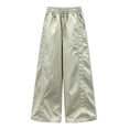 thumbnail image 4 of CONROSES Girls Baggy Cargo Pants Wide Leg Hiking Pants for Girls Trendy Solid Elastic Waist Drawstring Outdoor Jogger Pants With Pockets, 4 of 5
