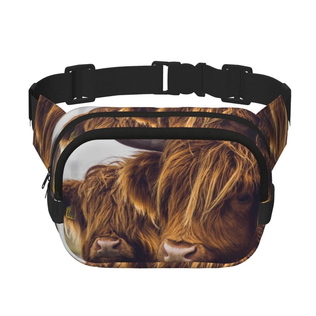 Disketp Portrait Of Cow With Its Baby Cow Riñonera de Doble Capa, Bolsa de Cintura Ajustable para Viajes, Correr y Senderismo, Riñonera Ligera para Hombre y Mujer