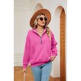 thumbnail image 2 of XCHQRTI Women's Zipper Sweatshirt V Neck Lapel Hoodie Long Sleeve Pullover Loose Fit Fall Sweatshirt, 2 of 7