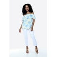 thumbnail image 4 of Women's Hawaiian Off-Shoulder Ruffle Muumuu Top in Pacific Palm White 2XL, 4 of 5