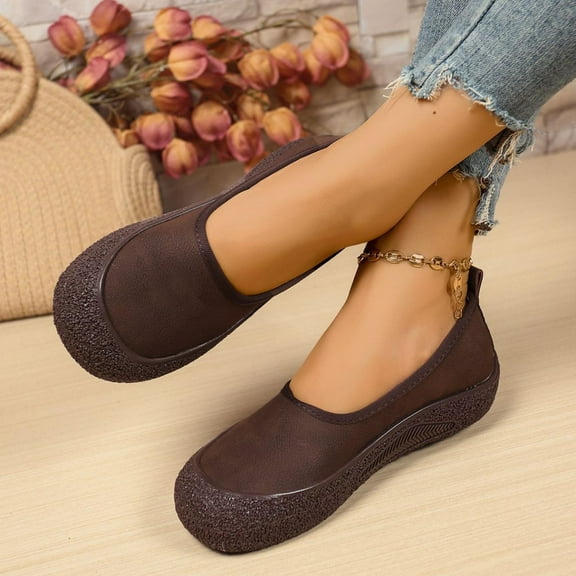 Wowcloth Women's Casual Slip-On Flats – Comfortable Breathable Round Toe Design with Solid Color for Spring Summer Everyday Wear