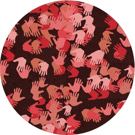 

Ahgly Company Indoor Round Patterned Maroon Red Area Rugs 6 Round