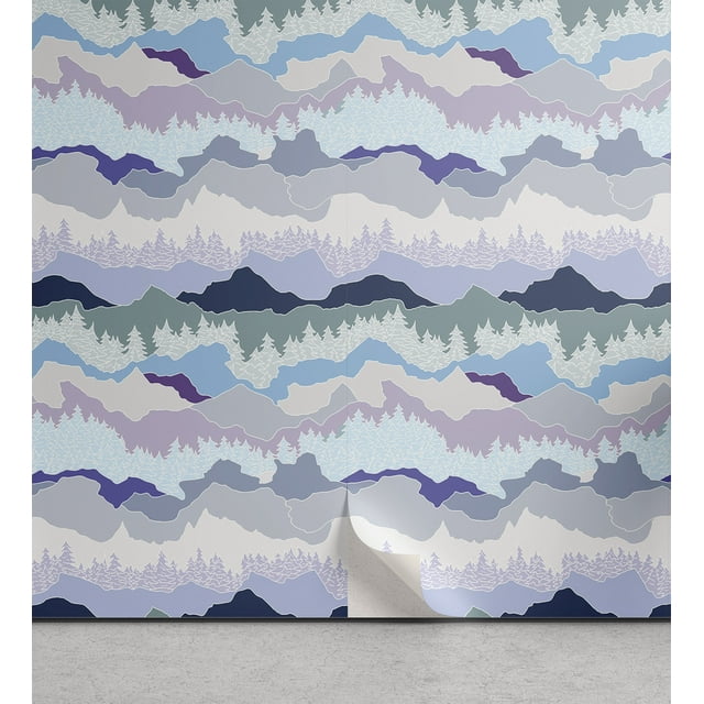 Abstract Peel & Stick Wallpaper, Horizontally Pastel Colored Style