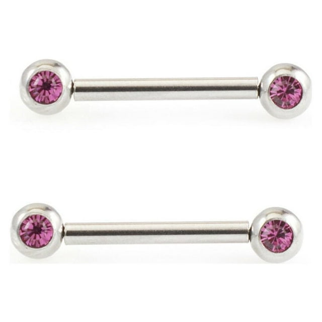 Paire de Barre à Mamelon Push-In avec Zircone Cubique 14 g