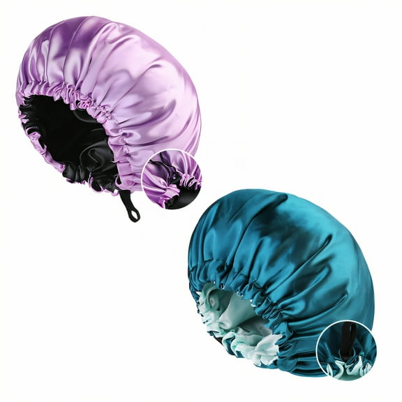 TELOLY 2Pcs Silk Bonnet for Sleeping,Reduces Hair Friction and Tangling at Night Hair Bonnet for Sleeping,Fits All Head Shapes Satin Bonnet,Multicolor3,OneSize