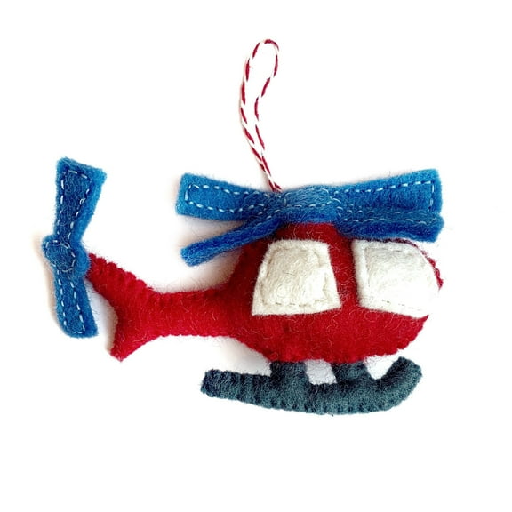 Felt Helicopter Ornament - Wool Fair Trade Handmade Christmas Nepal