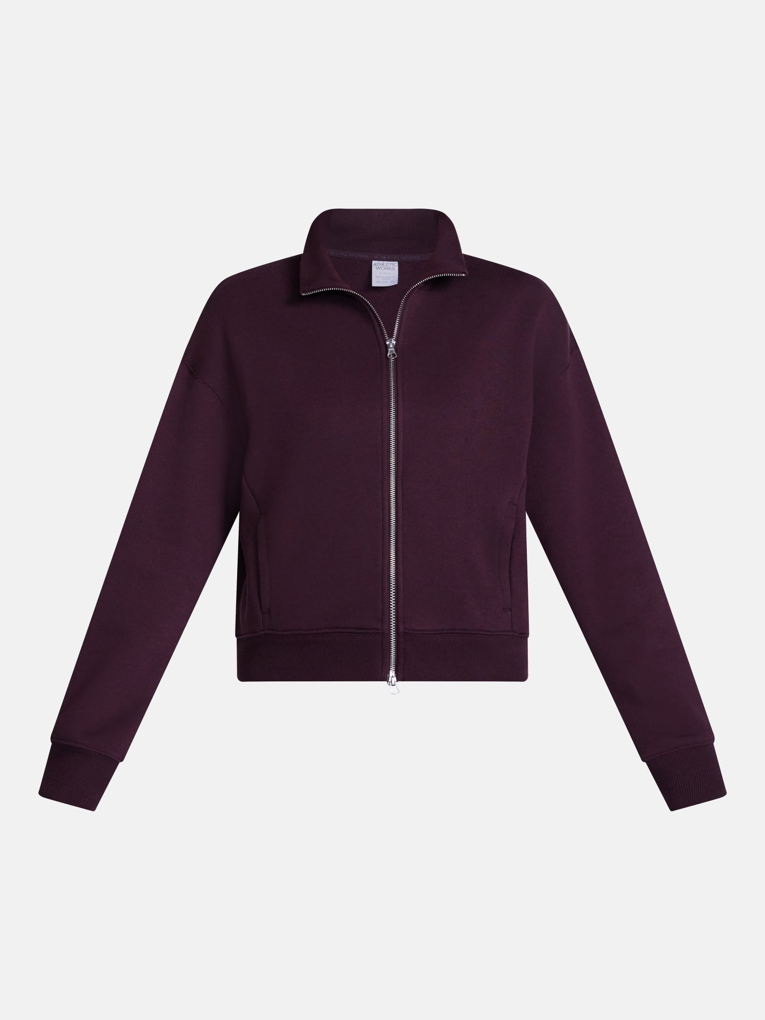 Athletic Works Women's Cropped Fleece Bomber Jacket with Long Sleeves, Sizes XS-XXL