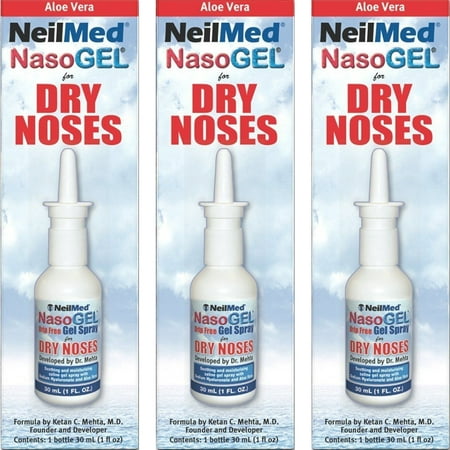 3 Pack - NeilMed NasoGEL For Dry Noses, Drip Free Gel Spray 1 fl oz Bottle