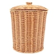 thumbnail image 1 of Cesto de Basura Tejido, Cesto de Basura Redondo de RatáN con Tapa, Jardinera, Cestas de Almacenamiento Tejidas, Cesto de Basura de Mimbre, 1 of 10