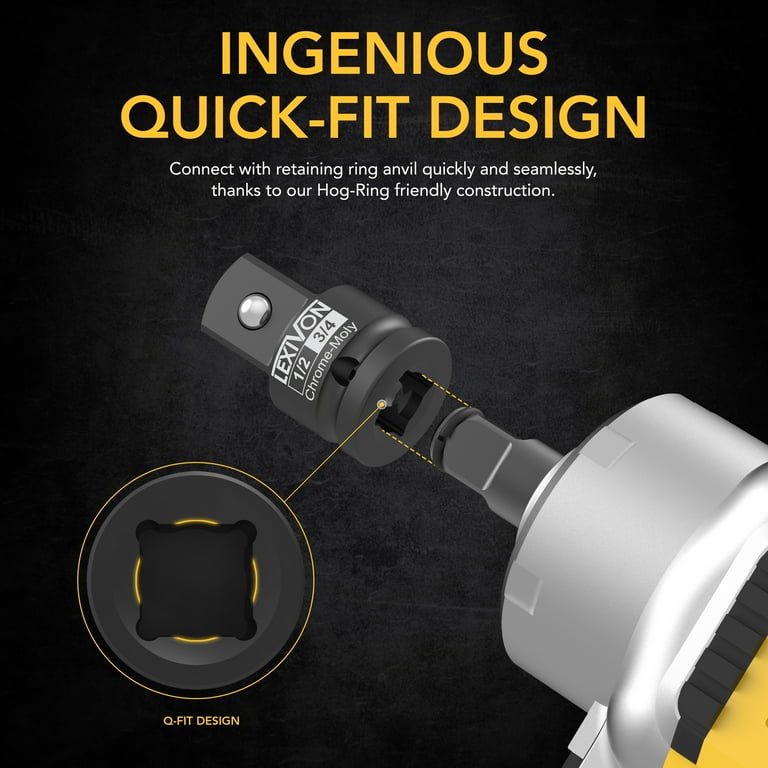 LEXIVON 1/2 To 3/4 Inch Impact Socket Adapter - Chrome Molybdenum Steel Impact Rated Tool Increaser