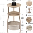 thumbnail image 3 of Small Side Table with Storage Basket, Space Saving Round End Table 3-Tier Bedside Corner Table for Living Room, Bedroom, Garden and More 11.81in Light Oak, 3 of 17
