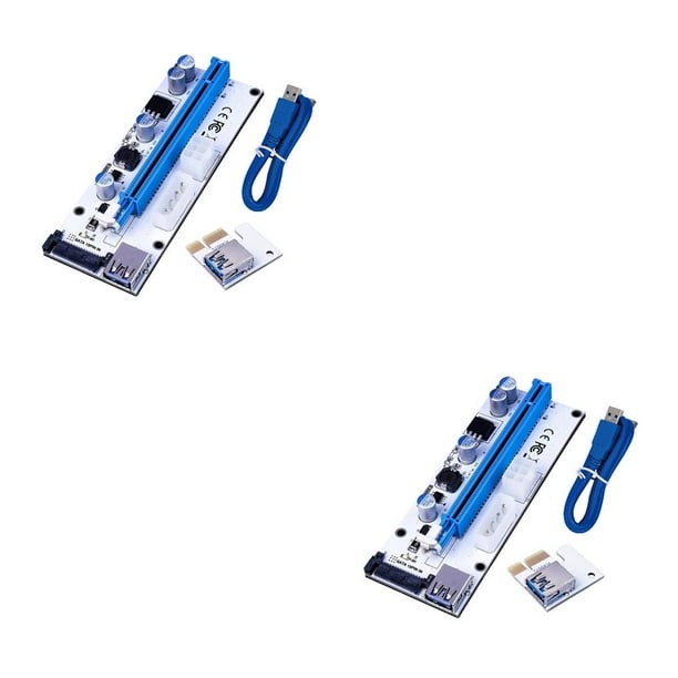 Sidaley 10 Uds VER008S 4Pin SATA 6PIN PCIE PCI-E PCI Riser Card 008s adaptador 1X a 16X USB3.0 extensor Línea azul tarjeta blanca azul 2Conjunto