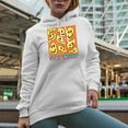 thumbnail image 2 of Stay Weird with Retro Wavy Smiling Faces Art Merch Gift, White Hooded Sweatshirt or Hoodie, Small, 2 of 5