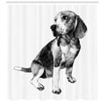 thumbnail image 3 of Ambesonne Beagle Shower Curtain, Monochrome Sketch Dog Friend, 69"Wx84"L, Charcoal Grey Pale Taupe, 3 of 3