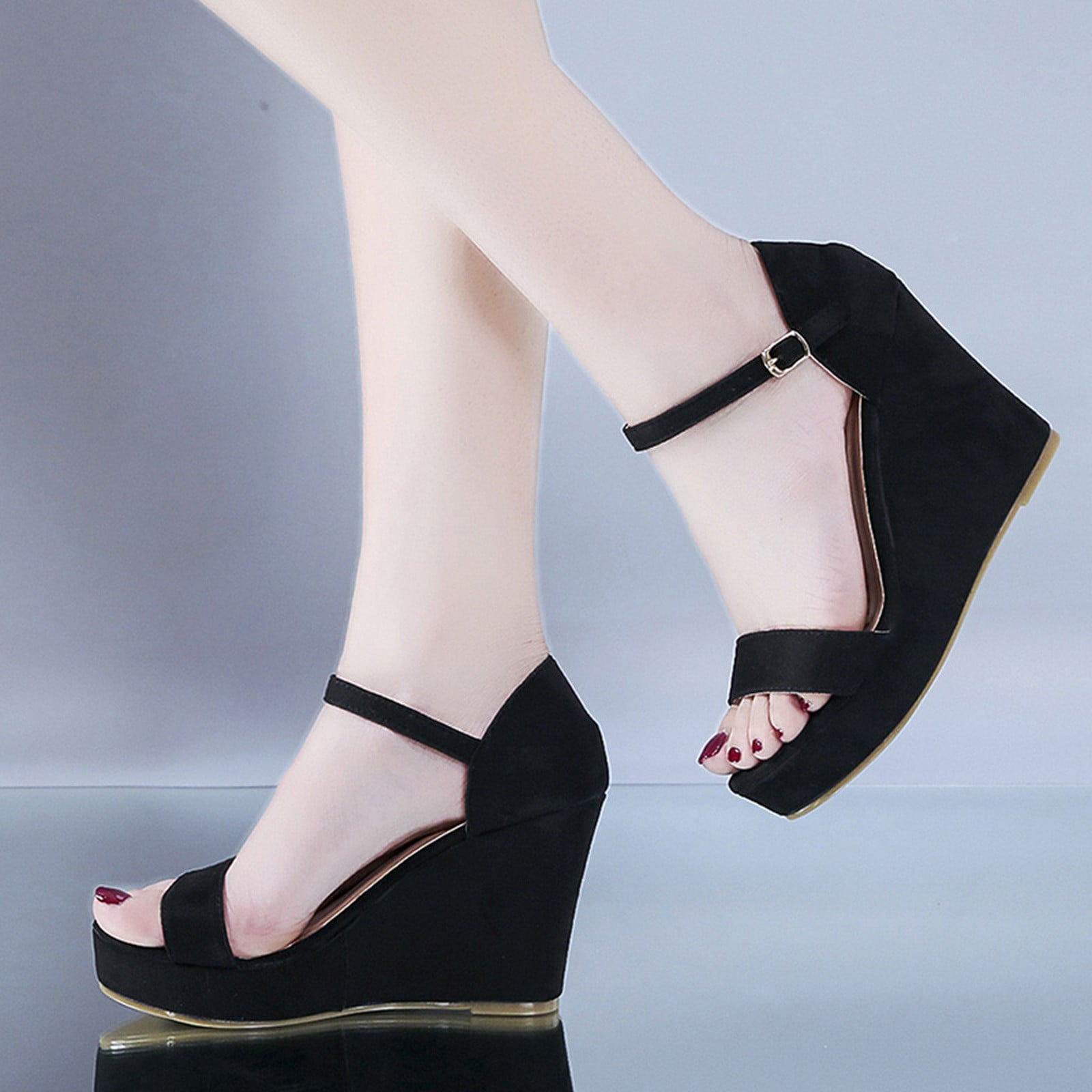 Hot Sale Thick Sole Leather Casual Platform Sandals Women Summer 2023 High Heels  Wedges Shoes for Office Beach Mother