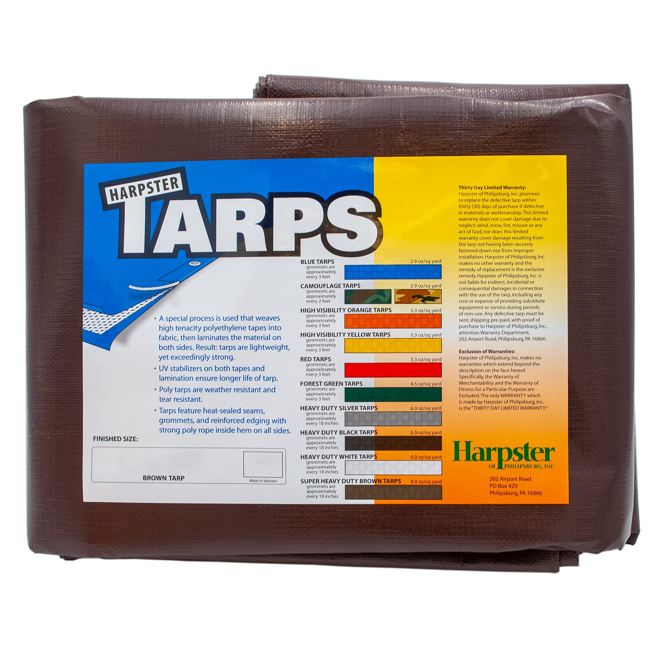 30' x 30' Brown/White Ultra Heavy Duty Tarp - 20 Mil
