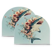 WOBOGO A Shark Full Of Flowers Clear Acrylic Napkin Holder Kitchen Tissue Face Towel Cocktail Rack Bar Restaurant Dinner Paper Dispenser