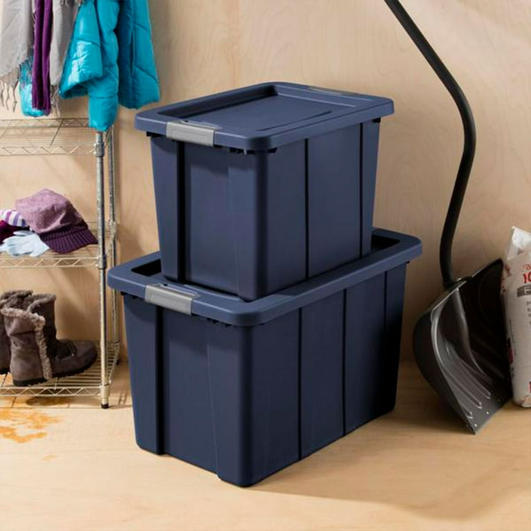 Sterilite Tuff1 18 Gal Plastic Storage Tote Bin w/ Latching Lid, Blue (18 Pack)