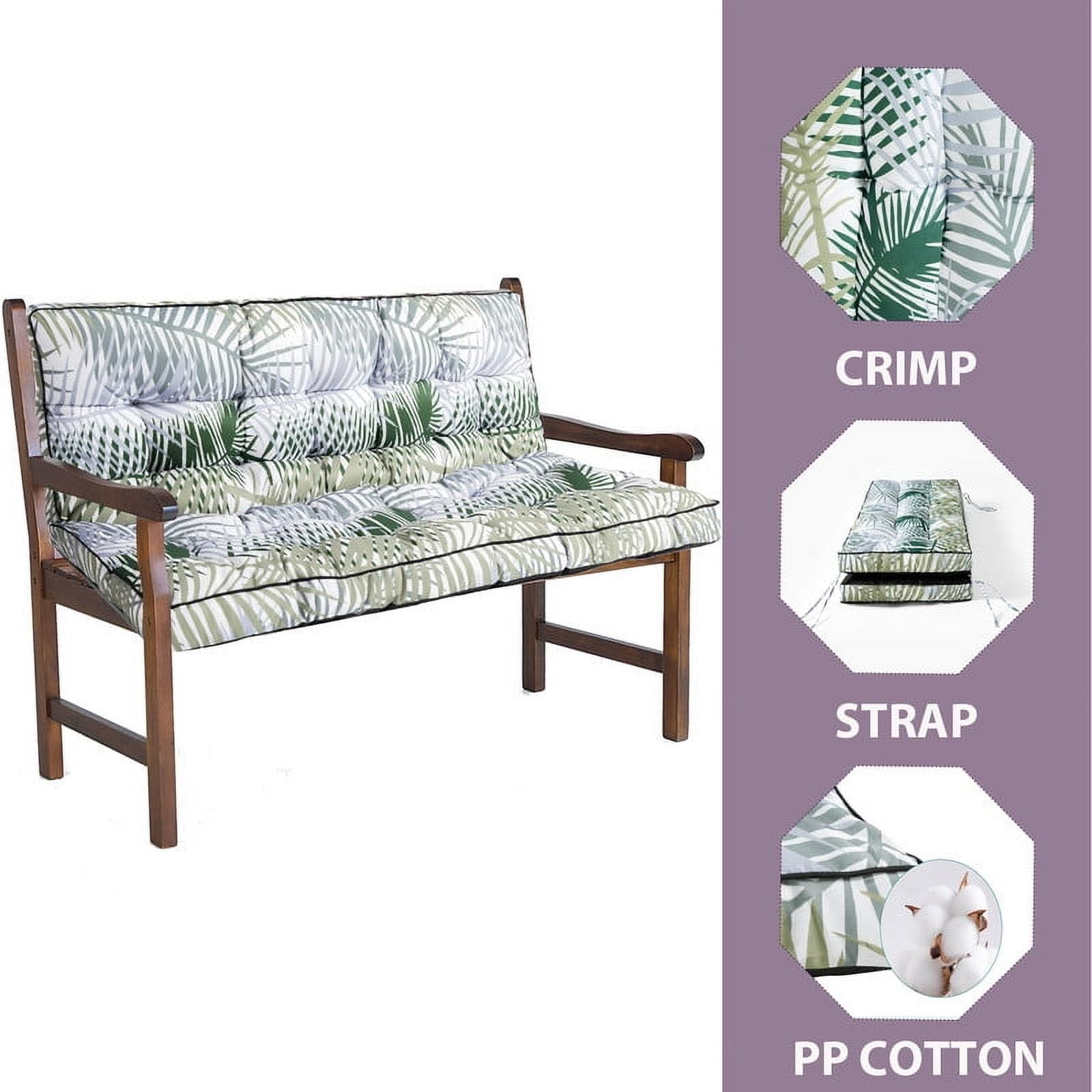 Swing Cushions 3 Seater Replacement, Waterproof Porch Swing Cushions, Thicken 5" Bench Cushions for Outdoor Furniture With Backrest , Patio Loveseat Sofa Pads（bamboo leaves,40*63in）